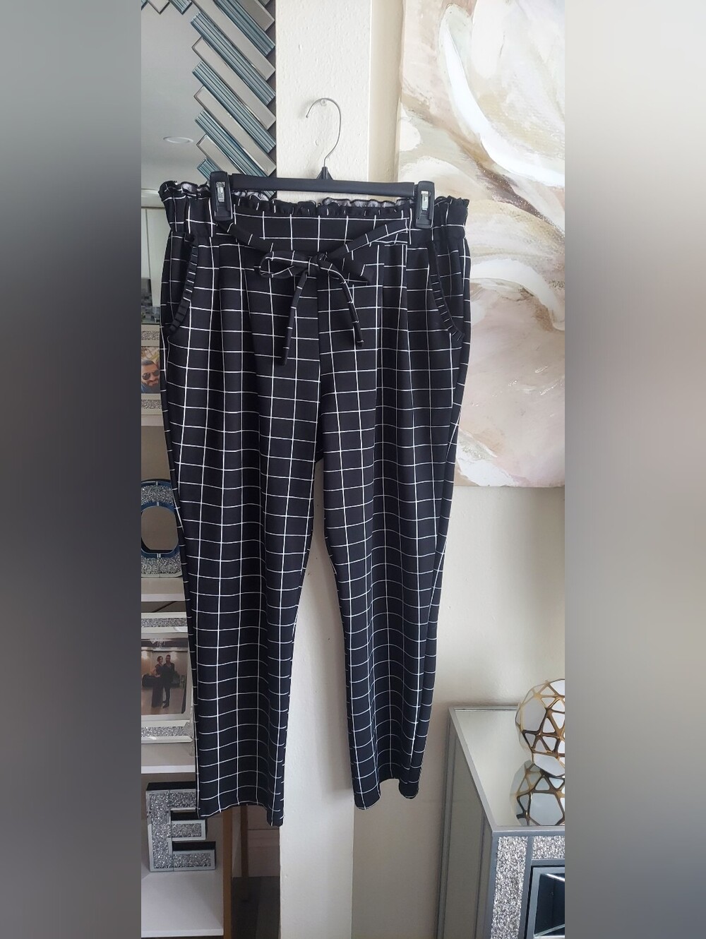 Women's  Plaid Pants Stretchy Elastic Waist Skinny Legging